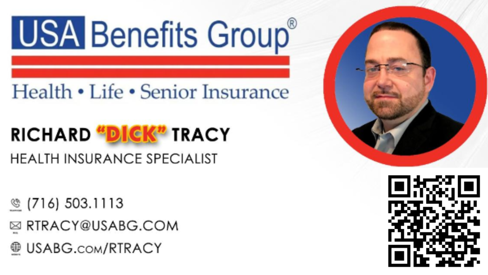 Richard 'Dick' Tracy, USA Benefits Group, Health Insurance Specialist, 716-503-1113, rtracy@usabg.com